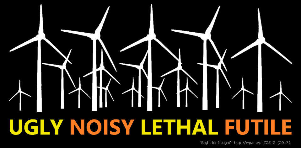 wind turbines - ugly noisy lethal futile (blight for naught)
