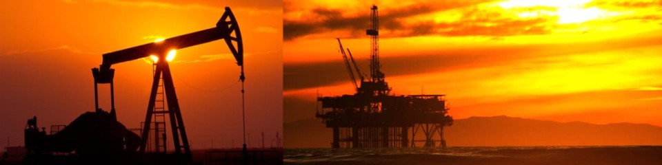 oil rigs sunset decline peak oil