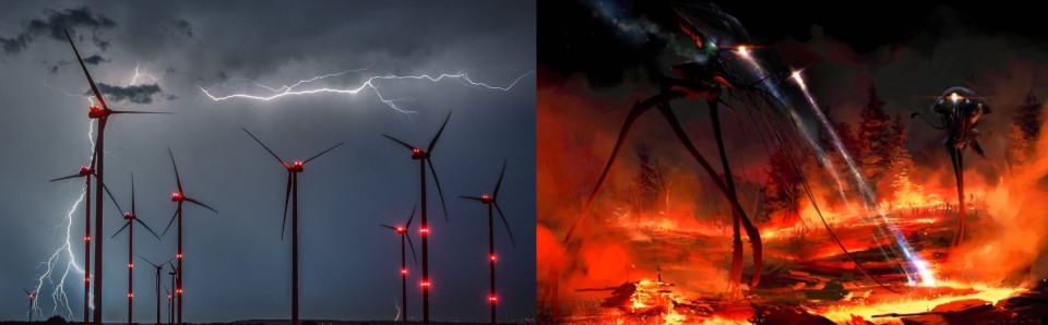 wind turbines lightning h.g. wells war of the worlds tripods 1a